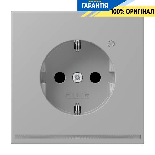 Розетка з заземленням з LED підсвіткою, пружинний зажим JUNG LC1520-OLNW204 gris moyen (32012)