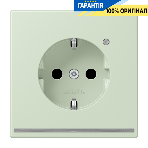 Розетка з заземленням з LED підсвіткою, пружинний затиск JUNG LC1520-OLNW218 vert anglais pâle (32042)