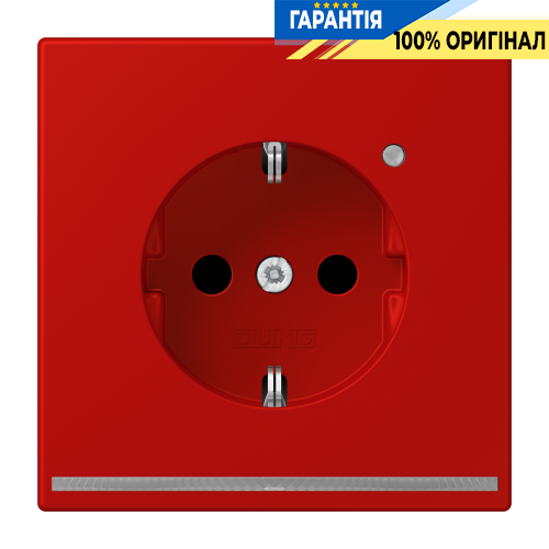 Розетка з заземленням з LED підсвіткою, пружинний затиск JUNG LC1520-OLNW227 rouge vermillon 31 (32090)