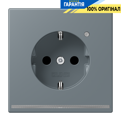Розетка с заземлением с LED подсветкой, пружинный зажим JUNG LC1520-OLNW251 gris 59 (4320H)