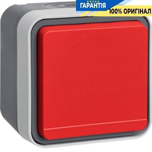 Розетка с з/к с красной крышкой IP55, серый, 16А/250В W.1 Berker 47403521