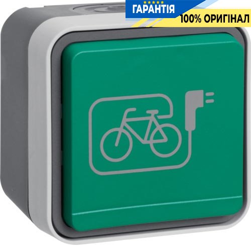 Розетка з з/к з зеленою кришкою E-bike IP55, сірий, 16А/250В Berker W.1 47403533