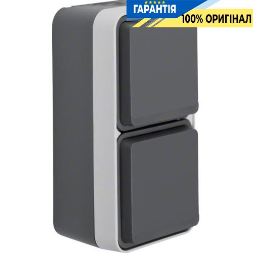 Розетка с з/к двойная вертикальная IP55, серый, 16А/250В W.1 Berker 47703525