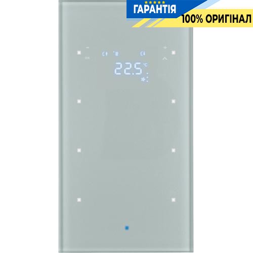 Скляний сенсор 3-канальний з регулюванням температури приміщення, алюміній, Berker TS Sensor 75643034