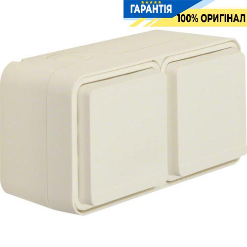 Розетка с з/к двойная горизонтальная IP55, полярно белый, 16А/250В W.1 Berker 47843512