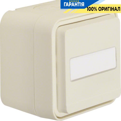 Кнопка, поле д/надписи, IP55, полярно белый, 10АX/250В W.1 Berker 50763552
