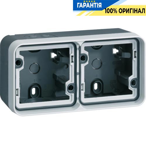 Корпус з рамкою 2Х для з/у, горизонтальний, сірий, Berker W.1 6719323505