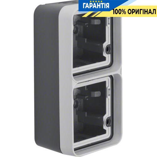 Корпус з рамкою 2Х для з/у, вертикальний, сірий, Berker W.1 6719333505