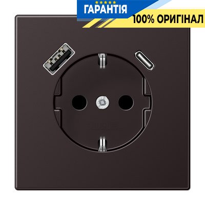 Розетка с з/к и USB тип A + USB тип C, Jung AL1520-15CAD-L Dark