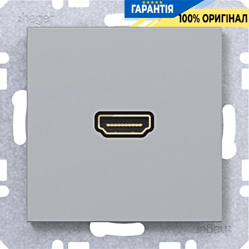 Мультимедийная розетка HDMI 2.1 A.x/C.x Hager WAF4379TA титановый металлик