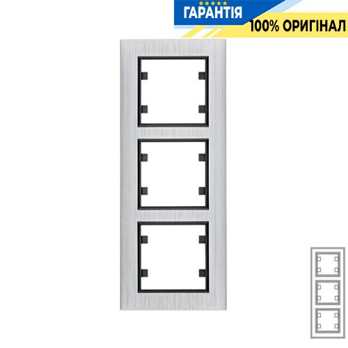 Рамка 3-місна вертикальна Hager Lumina-Passion сріблястий алюміній WL9132