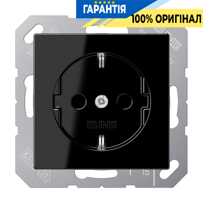 Розетка з заземленням 16A 250V з пружинним затиском JUNG A1520SW чорна