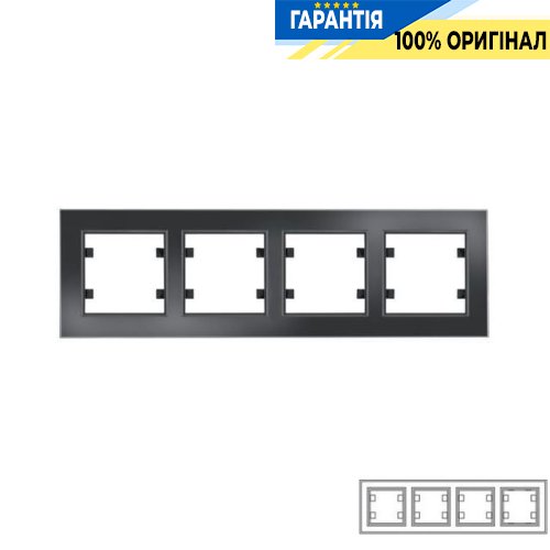 Рамка горизонтальна 4-местна Hager Lumina-Passion чорне скло WL9241