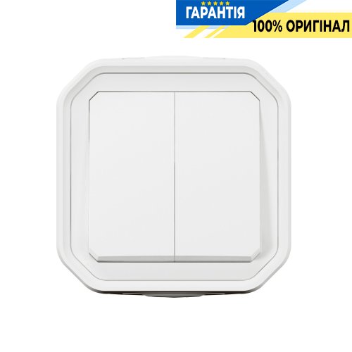 Перемикач 2-клавішний нахилений 10А 250В Legrand Plexo New 069755L білий