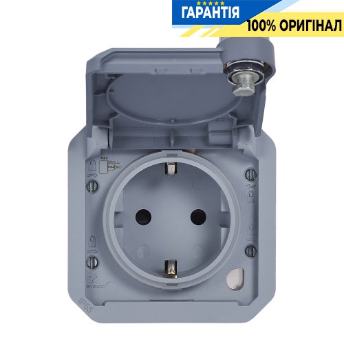 Розетка 2К+З 16А 250В з механічним замком Legrand Plexo New 069574L сірий