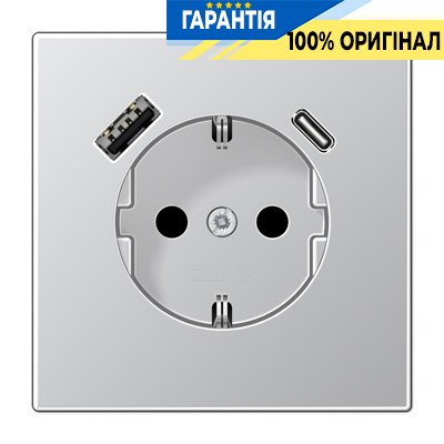 Розетка з з/к і USB тип A+USB тип C, Jung AL1520-15CA-L Алюміній