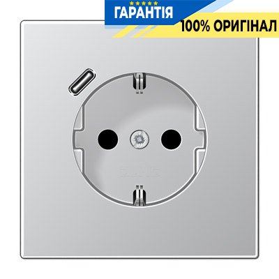 Розетка з з/к і USB-портом типу C, Jung AL1520-18C-L Алюміній
