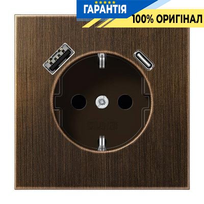 Розетка з з/к і USB тип A + USB тип C, Jung ME1520-15CAAT-L латунь Antik