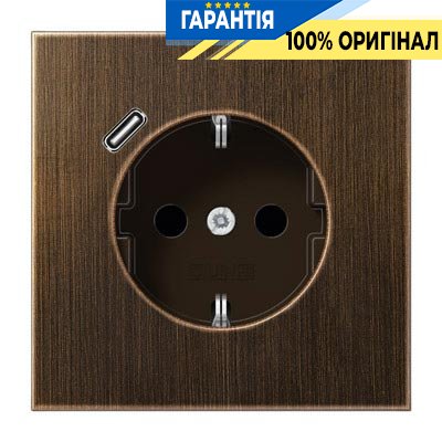 Розетка з з/к і USB-портом типу C, Jung ME1520-18CAT-L латунь Antik