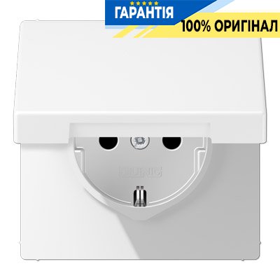 Розетка з з/к з кришкою Jung LS1520BFKLWWM білосніжно матовий