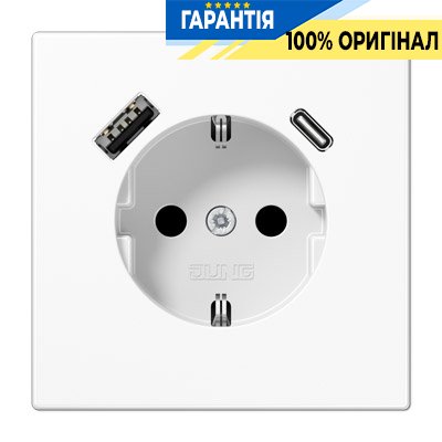 Розетка с з/к и USB тип A + USB тип C, Jung LS1520-15CAWW белый