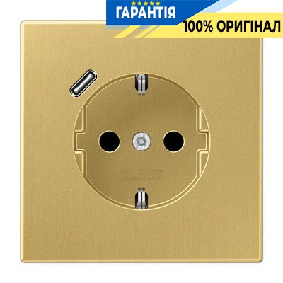 Розетка з з/к і USB-портом типу C, Jung ME1520-18CC-L латунь Classic