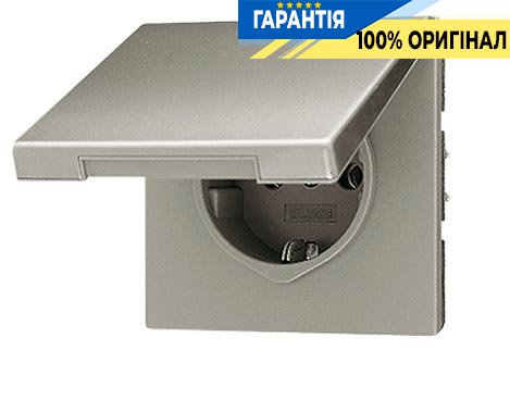 Розетка с з/к с крышкой Jung ES1520KL Edelstahl