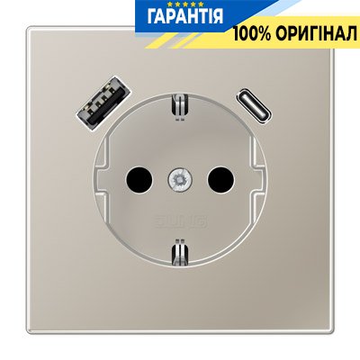 Розетка с з/к и USB тип A + USB тип C, Jung ES1520-15CA-L Edelstahl