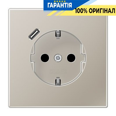 Розетка с з/к и USB-портом типа C, Jung ES1520-18C-L Edelstahl
