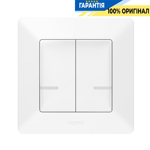 Розумний провідний 2-кл. вимикач освітлення з опцією світлорегулювання Legrand Valena Life with Netatmo 752188, білий