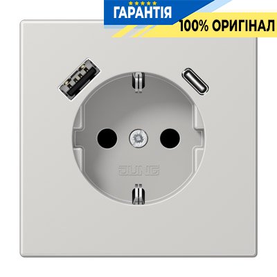 Розетка с з/к и USB тип A + USB тип C, Jung LS1520-15CALG светло-серый