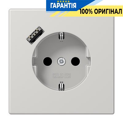Розетка з з/к і USB-портом типу A, Jung LS1520-18ALG світло-сірий