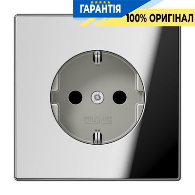 Розетка с заземлением и защитой Jung GCR1520KI Блестящий хром