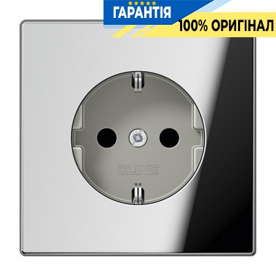 Розетка із заземленням і захистом Jung GCR1521KI Блискучий хром