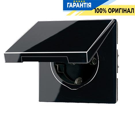 Розетка с з/к с крышкой Jung LS520KLSW черный