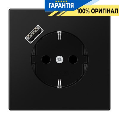 Розетка з з/к і USB-портом типу A, Jung LS1520-18ASWM чорний графіт матовий