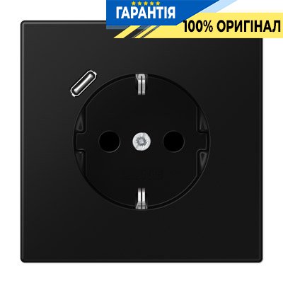 Розетка з з/к і USB-портом типу C, Jung LS1520-18CSWM чорний графіт матовий