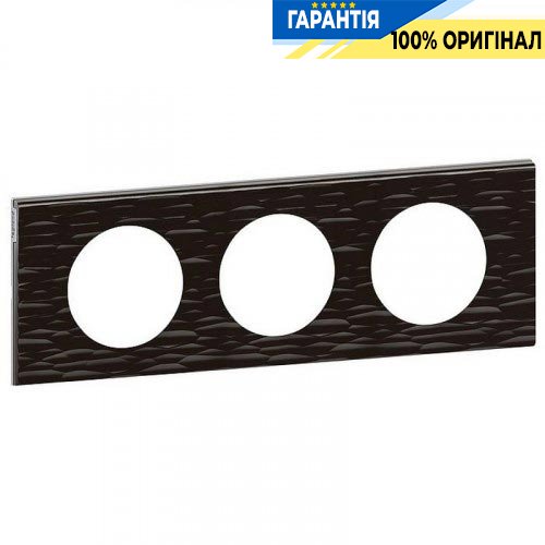 Рамка 3-а Legrand Celiane 69023, «Corian Чорний Рифлений»