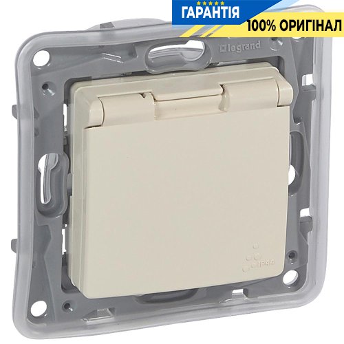 Розетка електрична з кришкою і вологозахистом IP44 Legrand Etika 664847, слонова кістка
