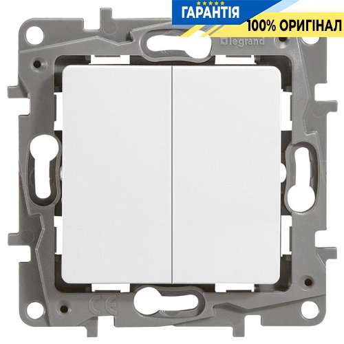 Вимикач 2-клавішний з підсвіткою Legrand Etika 672204, «білий»