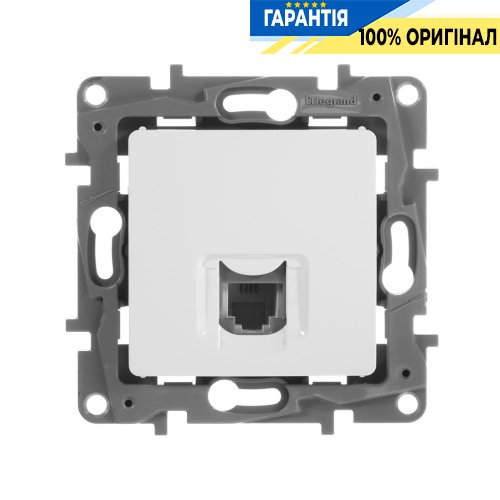 Розетка телефонна 1-а RJ11 Legrand Etika 672240, білий