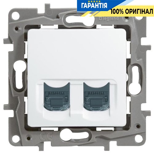 Розетка інтернет подвійна RJ-45, UTP, кат. 6, Legrand Etika 672254, білий