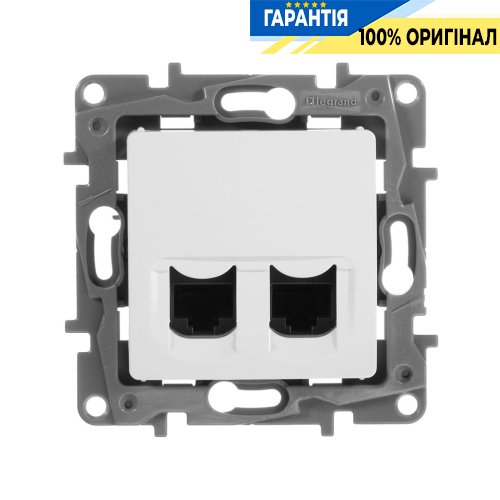 Розетка интернет двойная RJ-45, UTP, кат. 5E, Legrand Etika 672255 (белый)