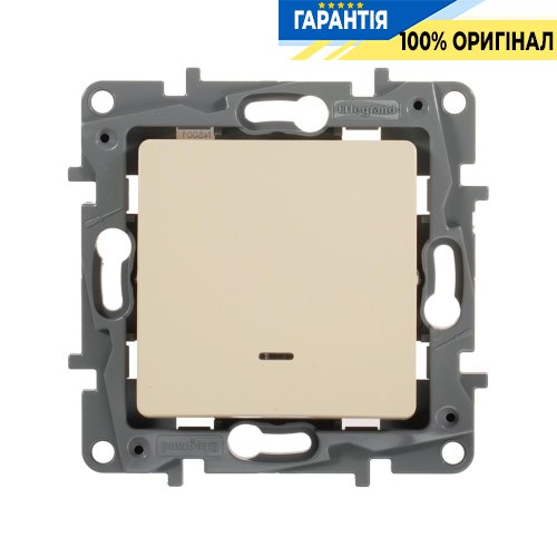 Выключатель 1-клавишный с подсветкой Legrand Etika 672303 «слоновая кость»