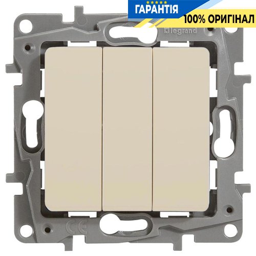 Вимикач 3-клавішний, Legrand Etika 672313, «слонова кістка»