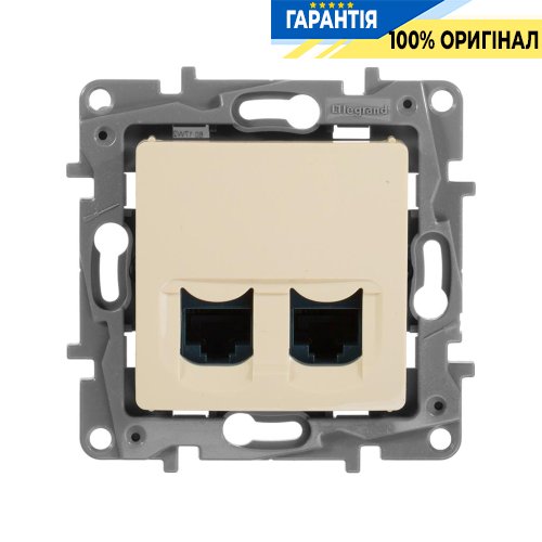 Розетка интернет двойная RJ-45, UTP, кат. 6, Legrand Etika 672354 «слоновая кость»