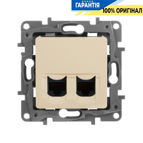 Розетка интернет двойная RJ-45, UTP, кат. 5E, Legrand Etika 672355 «слоновая кость»