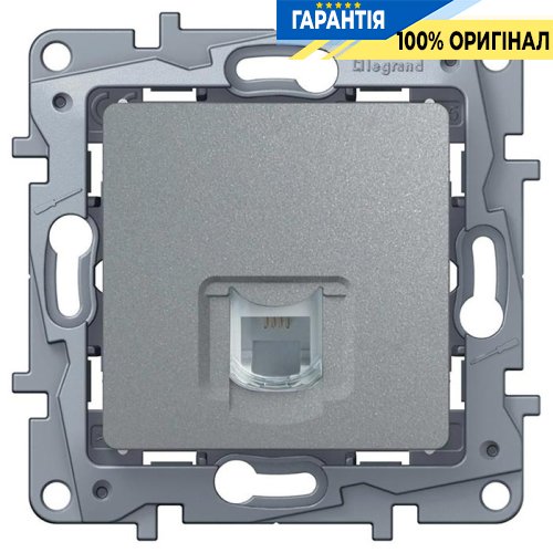 Розетка телефонна 1-а RJ11 Legrand Etika 672440, алюміній