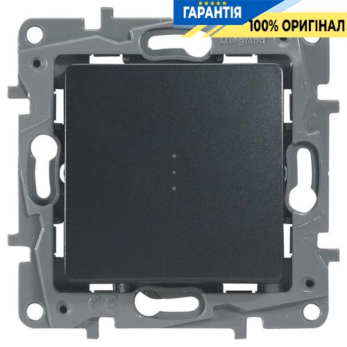 Вимикач / перемикач 1-клавішний з підсвіткою Legrand Etika 672615, «антрацит»