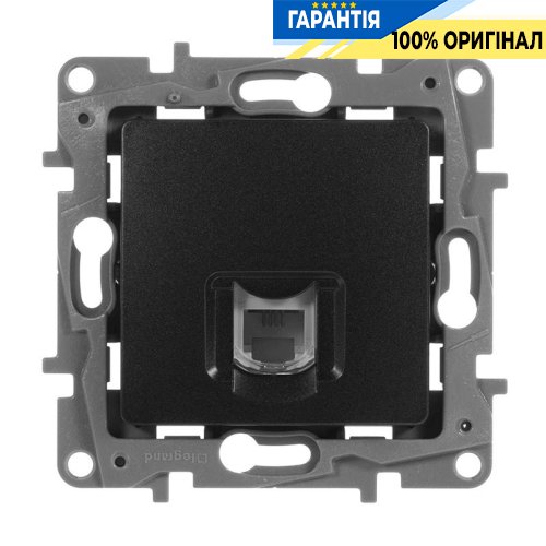 Розетка телефонна 1-а RJ11 Legrand Etika 672640, антрацит